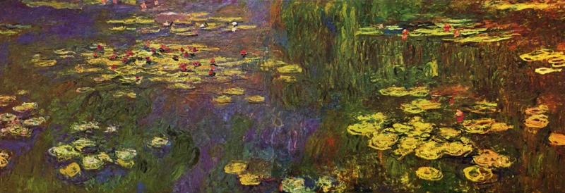 Detail of Claude Monet’s Water Lilies at Musée de l’Orangerie, Paris; public-domain artwork reproduction