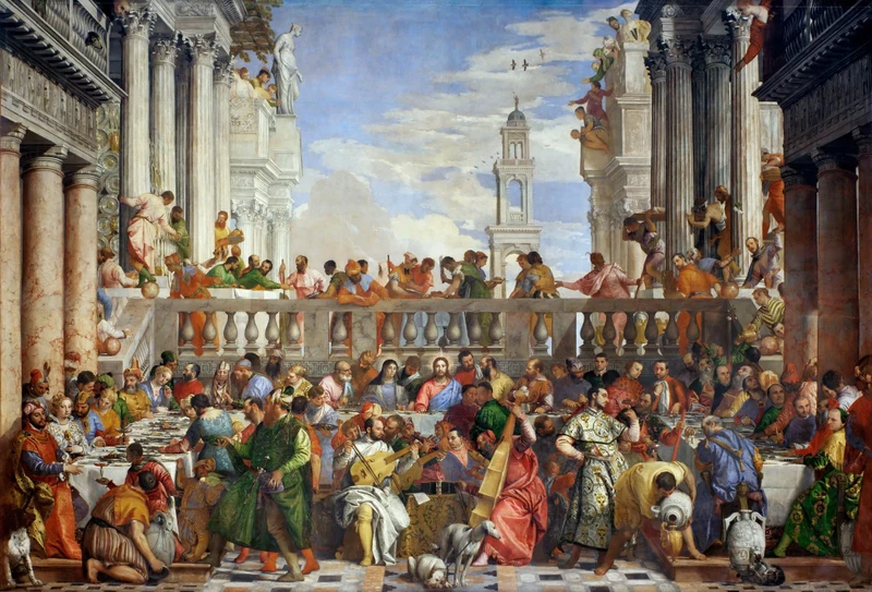 Paolo Veronese’s The Wedding Feast at Cana, Louvre collection; public-domain artwork reproduction